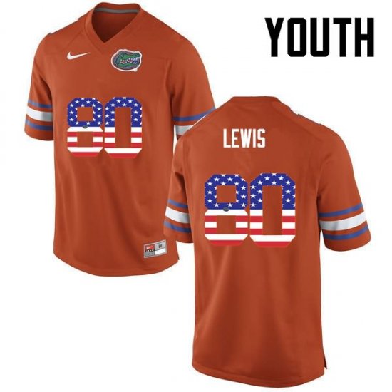 Youth Florida Gators #80 C'yontai Lewis NCAA Nike Orange USA Flag Fashion Authentic Stitched College Football Jersey ONI3862ZN